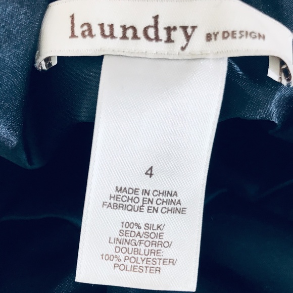 LAUNDRY BY DESIGN Long Dress {4} Gown Navy Blue Silk Chiffon Spaghetti S… - Picture 5 of 14